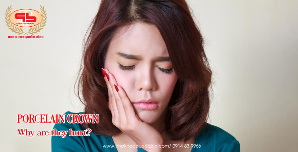 What causes pain under a crowned tooth?